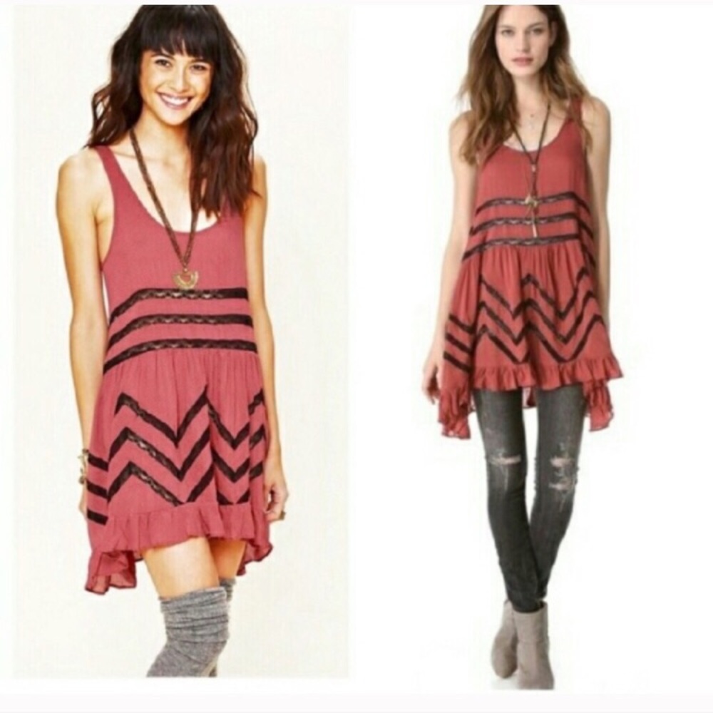Free People Trapeze Dress Rust